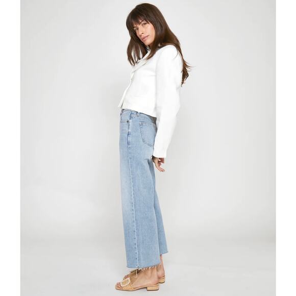 NWT Oliver Logan Aberdeen Wide Leg Crop Jeans Light Wash Size 32 High Rise Denim - Picture 4 of 16